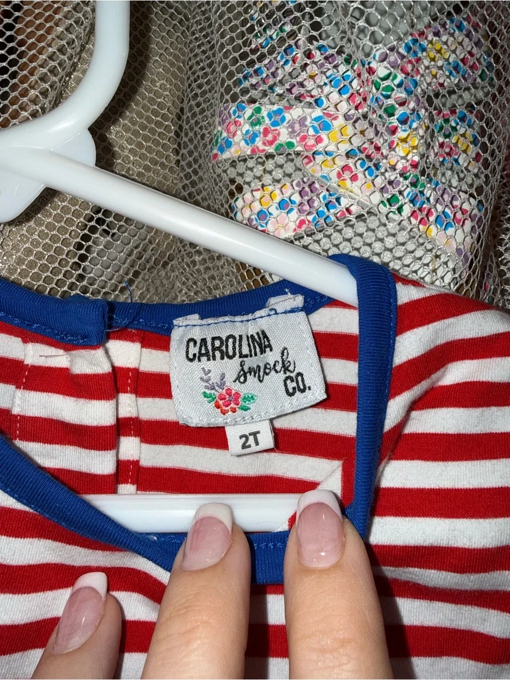 Kids Red & Blue Striped Smocked Top with Blue Bloomers